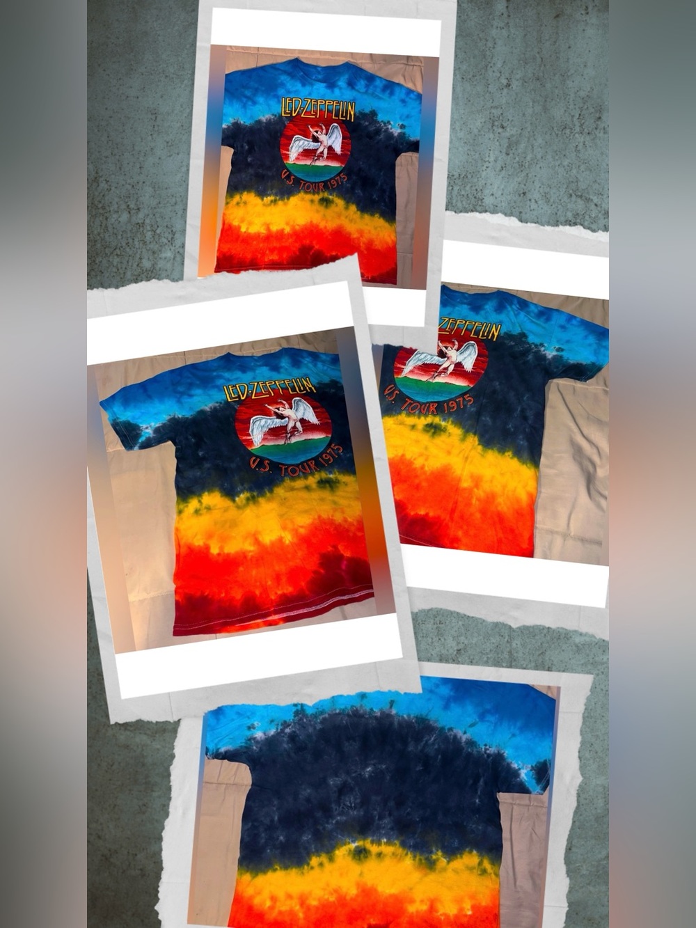 Led Zeppelin Tie Dye Short Sleeve T Shirt U.S. TOUR 1975 Men’s XL RETRO BAND Tee